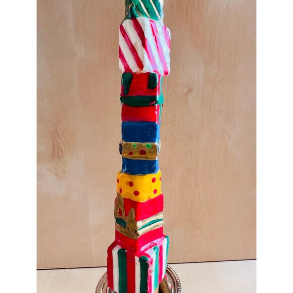 Vintage Giftco Set of 2 Holiday Teddy Bear Taper Candles Stacked Presents  NIB - Picture 4 of 16